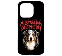 Carcasa para iPhone 15 Pro Australian Shepherd Heavy Metal Rock Dog Angry Music Band