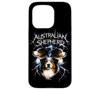 Carcasa para iPhone 15 Pro Australian Shepherd Heavy Metal Rock Dog Angry Music Band