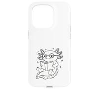Carcasa para iPhone 15 Pro Axolotl Gracioso Leyendo Libro Ratón de Biblioteca Nerd