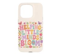 Carcasa para iPhone 15 Pro Ayudando a Little Minds Bloom Teacher Floral Mariposa Manzana
