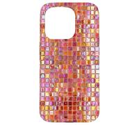 Carcasa para iPhone 15 Pro Azulejos de Mosaico de Vidrio Italiano Sicilia Rosa Naranja Preppy