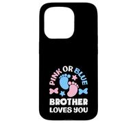 Carcasa para iPhone 15 Pro Baby Shower con revelación de género de Brother Loves You, Color Rosa o Azul