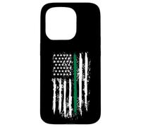 Carcasa para iPhone 15 Pro Back The Green Thin Green Line American Flag Border Patrol