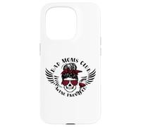 Carcasa para iPhone 15 Pro Bad Moms Club Wine Proporcionado moño desordenado cráneo Divertido mamá