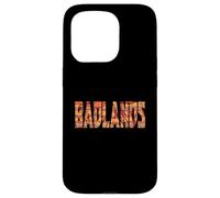 Carcasa para iPhone 15 Pro Badlands Coloridas Formaciones Rocas Clásicas Letras en Negrita