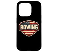 Carcasa para iPhone 15 Pro Bandera Americana Vintage Rowing Crew Atleta Rower Patriot USA