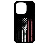 Carcasa para iPhone 15 Pro Bandera de Siria angustiada sobre Bandera Americana