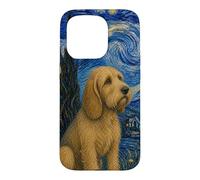 Carcasa para iPhone 15 Pro Basset Fauve de Bretagne Perro Van Gogh Noche Estrellada