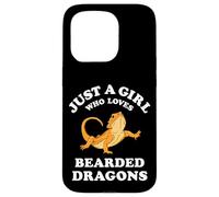 Carcasa para iPhone 15 Pro Bearded Dragon Pet Lizard Reptile Animal Gift Black