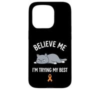 Carcasa para iPhone 15 Pro Believe Me Im Trying My Best Tired Cat Orange Awareness