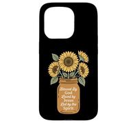 Carcasa para iPhone 15 Pro Bendecido por Dios, Amado por Jesús, Girasol Bouquet Christian