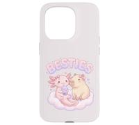 Carcasa para iPhone 15 Pro Besties Axolotl Capybara Bubble Tea Lindo Kawaii Anime Animal