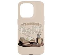 Carcasa para iPhone 15 Pro Bibliotecaria acogedora de Cat Coffee Prefiero Estar Leyendo un Libro