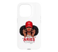 Carcasa para iPhone 15 Pro Big Energy Aries Zodiac Afro Women Red Cap Black Girl Women