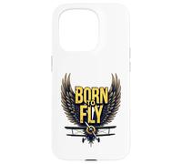 Carcasa para iPhone 15 Pro Biplano Retro de Aventura Nacido para Volar, atrevidos Amantes de la aviación