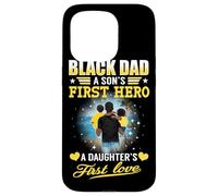 Carcasa para iPhone 15 Pro Black Dad A Son's First Hero A Daughter's First Love Fathers