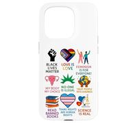 Carcasa para iPhone 15 Pro BLM Human Rights Feminism Trans Science Books LGBTQ Kindness