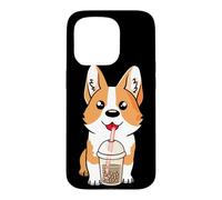 Carcasa para iPhone 15 Pro Boba Milk Tea Corgi Dog Puppy Lover Kawaii Anime japonés