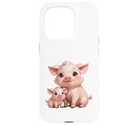 Carcasa para iPhone 15 Pro Bonito diseño de mamá cerdita y Cerdito bebé
