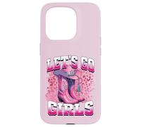 Carcasa para iPhone 15 Pro Bota Cowboy Western Cowgirl Pink Leopard Let's Go Girls