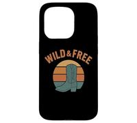 Carcasa para iPhone 15 Pro Bota Vaquera Wild and Free, Estilo Retro de los 70