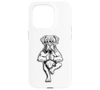 Carcasa para iPhone 15 Pro Bóxer Yoga Cachorro Pogi Divertida Postura de árbol Vrikshasana