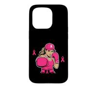 Carcasa para iPhone 15 Pro Boxing Black African American Fight Breast Cancer Ribbon
