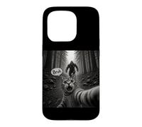Carcasa para iPhone 15 Pro Bruh Cat Selfie Bigfoot Sasquatch Scared Cat Meme Gráfico