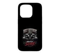 Carcasa para iPhone 15 Pro Built Different Mostly Sore Camiseta Gym