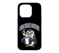 Carcasa para iPhone 15 Pro But First Coffee Sleepy Penguin Caffeine Lover