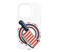 Carcasa para iPhone 15 Pro Butcher American Flag Meat Cutter Cleaver Patriotic