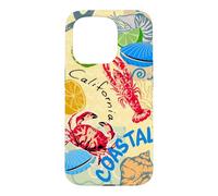 Carcasa para iPhone 15 Pro California Coastal Seafood Collage Retro Beach Food Art