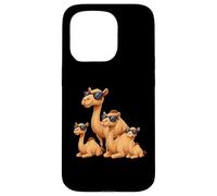 Carcasa para iPhone 15 Pro Camel Family Wearing Sunglasses Funny Arabian Animal Desert