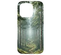 Carcasa para iPhone 15 Pro Camino Bosque Escena Naturaleza Sereno Bosque Sendero Árbol