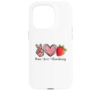 Carcasa para iPhone 15 Pro Camisas Peace Love Strawberry Farmer Strawberries Lover Fruit