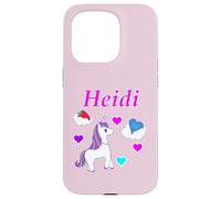 Carcasa para iPhone 15 Pro Camiseta de cumpleaños con diseño de Unicornio para niña con Nombre Heidi