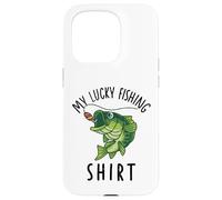 Carcasa para iPhone 15 Pro Camiseta de Pesca Divertida para niños My Lucky Fishing-Shirt Bass Fish