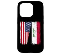 Carcasa para iPhone 15 Pro Camiseta iraquí Americana con Media Bandera de Estados Unidos