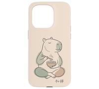 Carcasa para iPhone 15 Pro Capybara Peaceful Zen Ramen Noodle Minimalista Sabi WABI