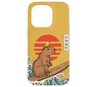 Carcasa para iPhone 15 Pro Capybara Surfing Japonés Gran Ola Kanagawa Ukiyo-e