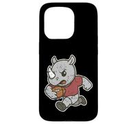 Carcasa para iPhone 15 Pro Caricatura de Rugby Rhino Carga