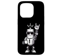 Carcasa para iPhone 15 Pro Cartel de Mano Cool Robot Rock, Visera con gráfico de Dibujos Animados, Divertida Mascota