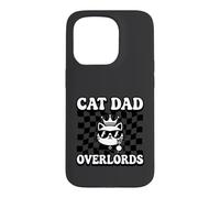 Carcasa para iPhone 15 Pro Cat Dad Overlords Funny Feline Master Retro Checkered
