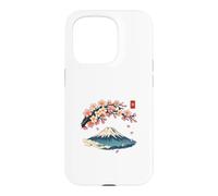 Carcasa para iPhone 15 Pro Cherry Blossom Mount Fuji Japanese Ukiyo-e Sakura Art