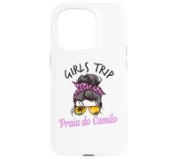 Carcasa para iPhone 15 Pro Chicas a Juego Viaje Praia Do Camilo Portugal Moño de Pelo desordenado
