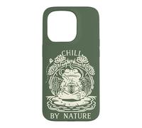Carcasa para iPhone 15 Pro Chill by Nature Cottagecore Frog Meditation Vintage Badge