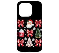 Carcasa para iPhone 15 Pro Chocolate Caliente con Lazos de Papá Noel