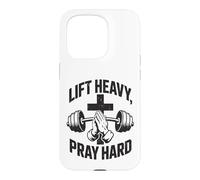 Carcasa para iPhone 15 Pro Christian Workout Lift Heavy Pray Hard Gimnasio para Hombres
