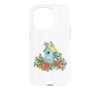Carcasa para iPhone 15 Pro Christmas Holiday Wreath Birdhouse Birds & Bells
