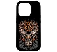 Carcasa para iPhone 15 Pro Ciervo Blanco Mitología vikinga Runas Espíritu nórdico